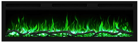 Semineu electric liniar 3D icorporabil AFLAMO Monarch 127 cm , aplicatie, sunet incorporat, flacara 3D cu teme de culoare, busteni si cristale decorative, 1500 W