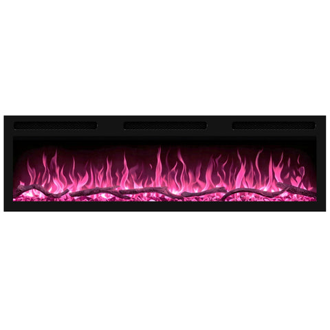 Semineu electric liniar 3D icorporabil AFLAMO Monarch 127 cm , aplicatie, sunet incorporat, flacara 3D cu teme de culoare, busteni si cristale decorative, 1500 W