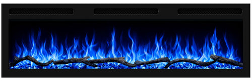 Semineu electric liniar 3D icorporabil AFLAMO Monarch 183 cm , aplicatie, sunet incorporat, flacara 3D cu teme de culoare, busteni si cristale decorative, 1500 W