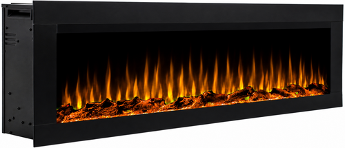 Semineu electric liniar 3D incorporabil AFLAMO Diamond 183 Negru cu sunet