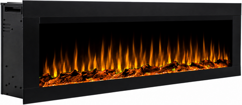 Semineu electric liniar 3D incorporabil AFLAMO Diamond 128 Negru cu sunet