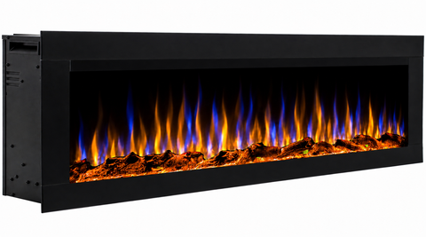 Semineu electric liniar 3D incorporabil AFLAMO Diamond 128 Negru cu sunet