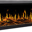 Semineu electric liniar 3D incorporabil AFLAMO Gold 152 cm , aplicatie, sunet incorporat, flacara 3D premium cu teme de culoare, busteni si cristale decorative
