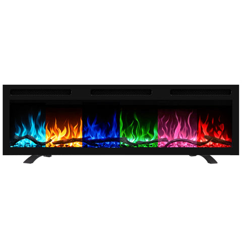 Semineu electric liniar 3D icorporabil AFLAMO Monarch 183 cm , aplicatie, sunet incorporat, flacara 3D cu teme de culoare, busteni si cristale decorative, 1500 W