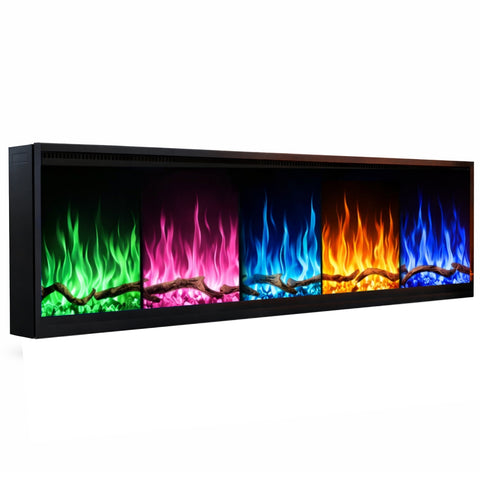 Comoda TV AFLAMO Artesian alb 180x80x30 cu semineu electric  Regal 126, sunet incorporat si aplicatie mobila,flacara 3D si teme de culoare