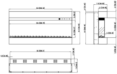 Focar electric liniar 3D Aflamo Imperial 36 Negru cu sunet