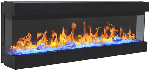 Semineu electric liniar 3D incorporabil AFLAMO Imperial 72 Negru cu sunet