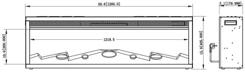 Semineu electric liniar 3D incorporabil AFLAMO LED 130 cu sunet