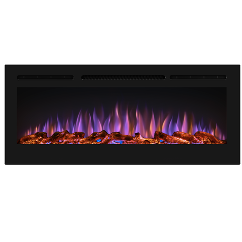 Semineu electric liniar 3D incorporabil AFLAMO Majestic 036 Negru cu sunet