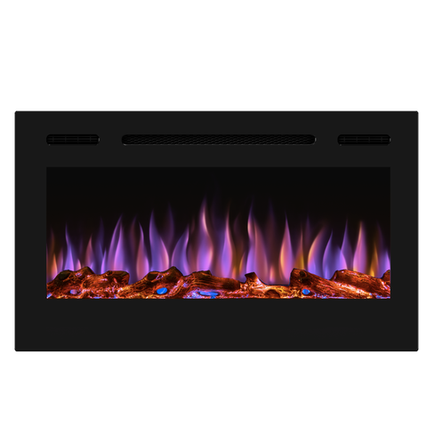 Semineu electric liniar 3D incorporabil AFLAMO Majestic 026 Negru cu sunet