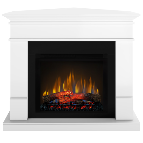 Semineu electric DIMPLEX Lisabona Premium Drept/Colt Alb cu focar electric 3D Optiflame XHD28 si sunet