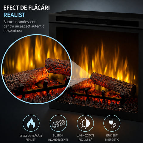 Semineu electric DIMPLEX Lisabona Drept/Colt Stejar cu focar electric 3D Optiflame XHD23 si sunet