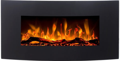 Semineu electric liniar 3D curbat AFLAMO Malibu 24 Negru cu sunet
