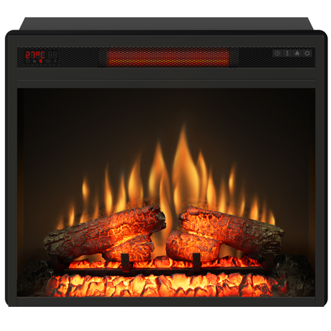 Semineu electric ECOFLAME PRO - Lisabona colt white, flacara 3D de 23 inci cu teme de culoare, incalzire infrared si sunet