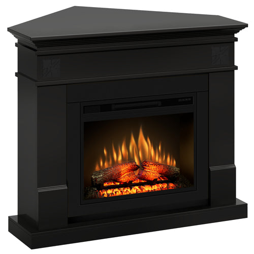 Semineu ECOFLAME PRO - Lisabona Flower colt negru, flacara 3D de 23 inci cu teme de culoare, incalzire infrared si sunet