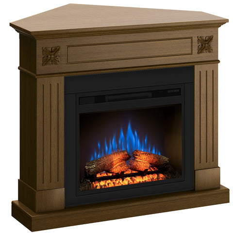 Semineu London colt 110.85.95 nuc + focar ECOFLAME 23", incalzire infrared, teme de culoare, flacara 3D si sunet