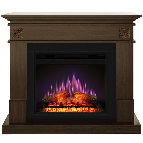 Semineu electric ECOFLAME PRO - Lisabona Flower nuc, flacara 3D de 23 inci cu teme de culoare, incalzire infrared si sunet