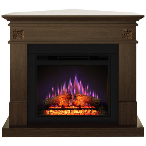 Semineu ECOFLAME PRO - Lisabona Flower colt nuc, flacara 3D de 23 inci cu teme de culoare, incalzire infrared si sunet