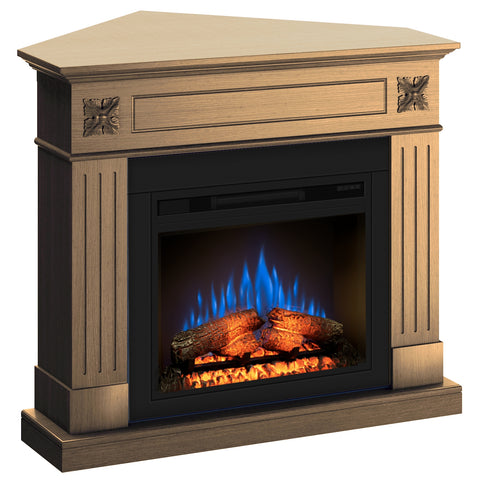 Semineu London colt 110.30.95 stejar + focar ECOFLAME 23", incalzire infrared, teme de culoare, flacara 3D si sunet