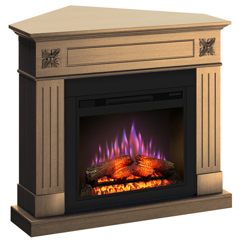 Semineu London colt 110.30.95 stejar + focar ECOFLAME 23", incalzire infrared, teme de culoare, flacara 3D si sunet
