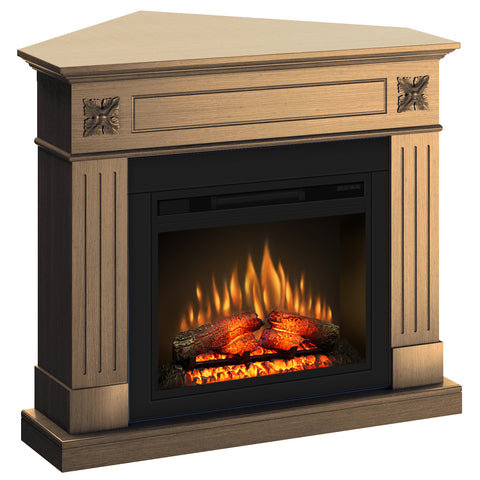 Semineu London colt 110.30.95 stejar + focar ECOFLAME 23", incalzire infrared, teme de culoare, flacara 3D si sunet
