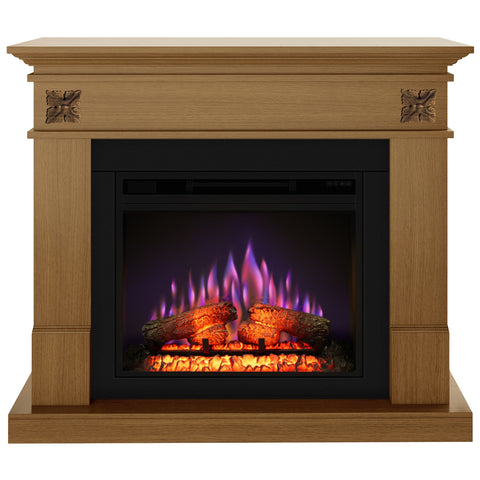 Semineu ECOFLAME PRO - Lisabona Flower stejar, flacara 3D de 23 inci cu teme de culoare, incalzire infrared si sunet