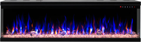Semineu electric liniar 3D incorporabil AFLAMO Unique 183 Negru cu sunet