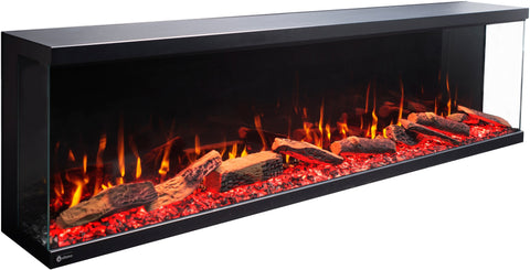 Semineu electric liniar 3D incorporabil AFLAMO Unique NH 100 Negru cu sunet