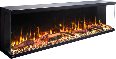 Semineu electric liniar 3D incorporabil AFLAMO Unique NH 100 Negru cu sunet
