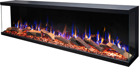 Semineu electric liniar 3D incorporabil AFLAMO Unique NH 100 Negru cu sunet