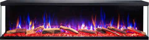 Semineu electric liniar 3D incorporabil AFLAMO Unique NH 100 Negru cu sunet