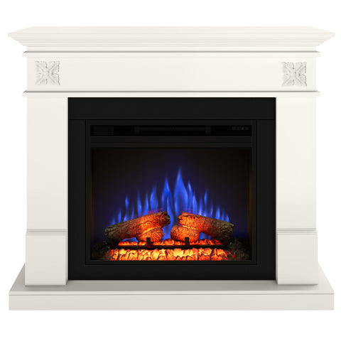 Semineu electric ECOFLAME PRO - Lisabona Flower vanilla, flacara 3D de 23 inci cu teme de culoare, incalzire infrared si sunet