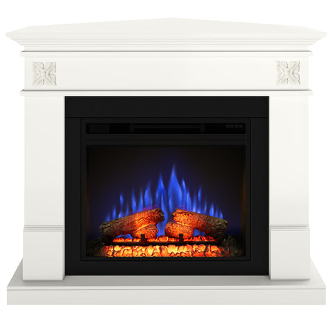 Semineu electric ECOFLAME PRO - Lisabona Flower colt vanilla, flacara 3D de 23 inci cu teme de culoare, incalzire infrared si sunet