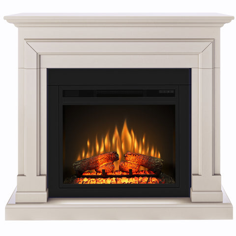 Semineu electric ECOFLAME PRO - Barcelona vanilla antique, flacara 3D de 23 inci cu teme de culoare, incalzire infrared si sunet