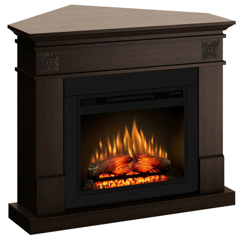 Semineu ECOFLAME PRO - Lisabona Flower colt wenge, flacara 3D de 23 inci cu teme de culoare, incalzire infrared si sunet