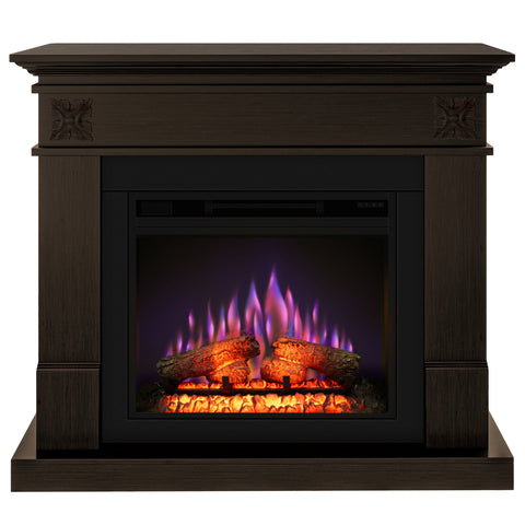 Semineu electric ECOFLAME PRO - Lisabona Flower wenge, flacara 3D de 23 inci cu teme de culoare, incalzire infrared si sunet