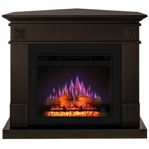 Semineu ECOFLAME PRO - Lisabona Flower colt wenge, flacara 3D de 23 inci cu teme de culoare, incalzire infrared si sunet