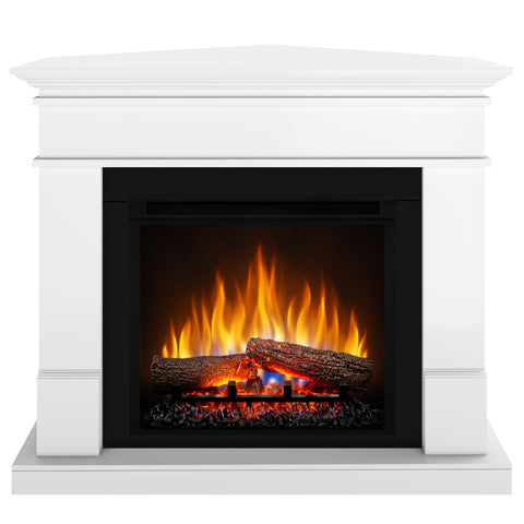 Semineu electric DIMPLEX Lisabona Drept/Colt Alb cu focar electric 3D Optiflame XHD23 si sunet