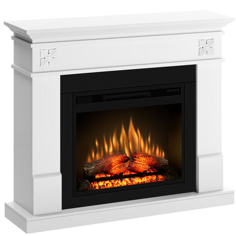 Semineu ECOFLAME PRO - Lisabona Flower white, flacara 3D de 23 inci cu teme de culoare, incalzire infrared si sunet