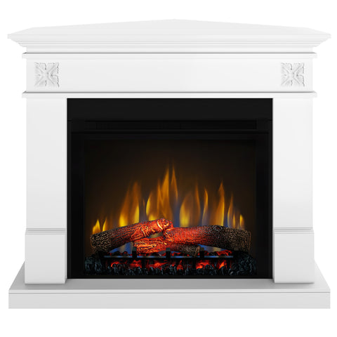 Semineu electric DIMPLEX Lisabona Flower Drept/Colt Alb cu focar electric 3D Optiflame XHD28 si sunet