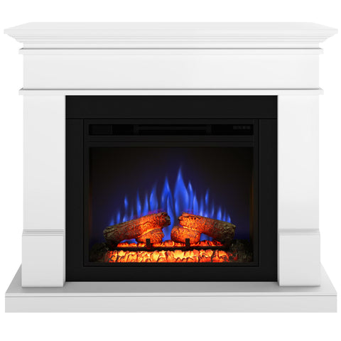 Semineu electric ECOFLAME PRO - Lisabona white, flacara 3D de 23 inci cu teme de culoare, incalzire infrared si sunet