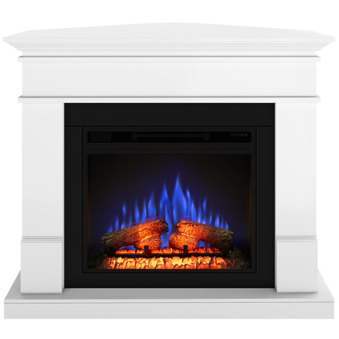 Semineu electric ECOFLAME PRO - Lisabona colt white, flacara 3D de 23 inci cu teme de culoare, incalzire infrared si sunet