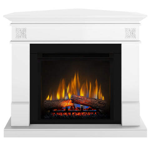 Semineu electric DIMPLEX Lisabona Flower Drept/Colt Alb cu focar electric 3D Optiflame XHD23 si sunet